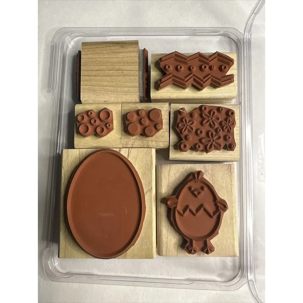 Stampin Up A Good Egg Wood Stamp Set of 7 Happy Easter, You crack me up, Chick‎